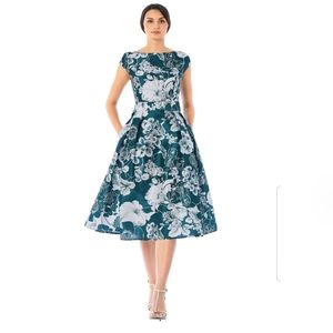 eSHAKTI QUINCY DRESS SIZE 12 FLORAL TEAL & WHITE